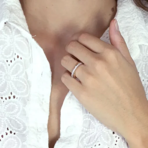 Bague Femme Alliance OR 750/1000 bicolore et diamants