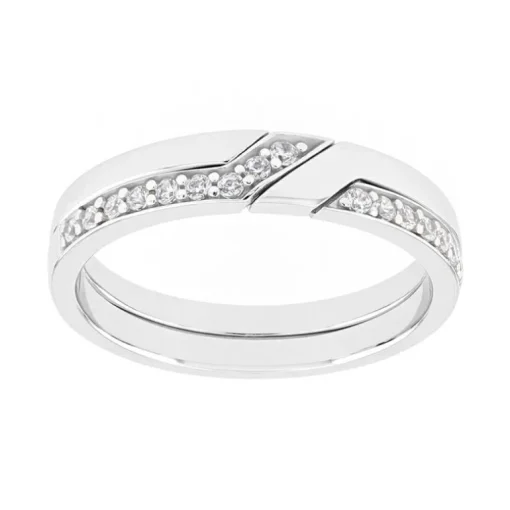 Bague Femme Alliance OR 750/1000 blanc et diamants