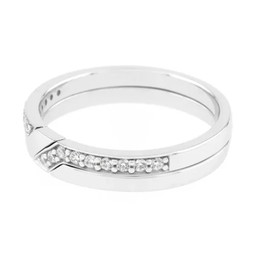 Bague Femme Alliance OR 750/1000 blanc et diamants