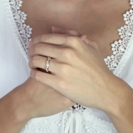Bague Femme Alliance OR 750/1000 bicolore et diamants