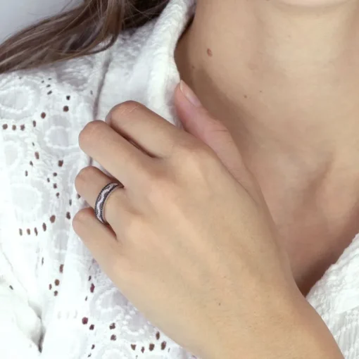 Bague Femme Alliance OR 750/1000 blanc et diamants