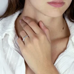 Bague Femme Alliance OR 750/1000 blanc et diamants