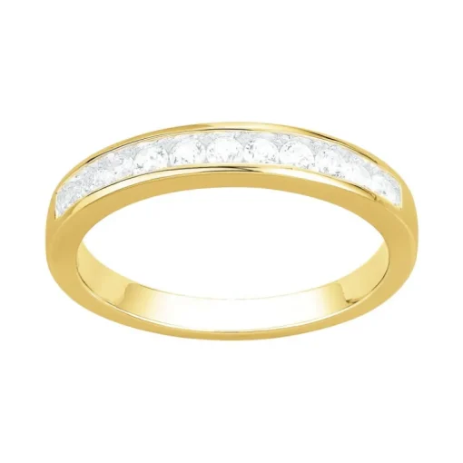 Bague Femme Alliance PLAQUE OR Jaune et Oxydes