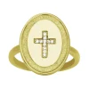 Bague Femme Croix Empierré PLAQUE OR Jaune et Oxydes