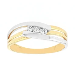 Bague Femme EDORA OR 375/1000 Bicolore Oxyde de Zirconium