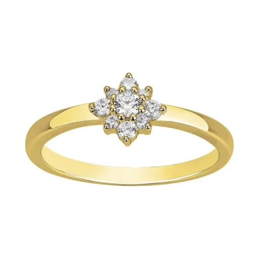 bague femme fleur EDORA PLAQUE OR et oxydes