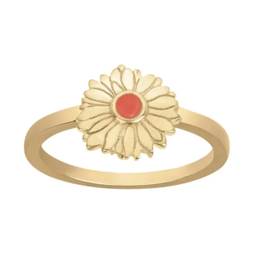 Bague Femme Fleur PLAQUE OR Jaune et Laque
