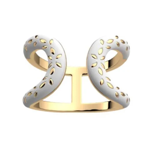 Bague Femme LES CADETTES POÈMES BLANC LAQUÉ Laiton Doré
