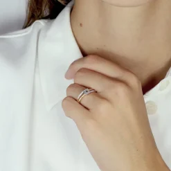 Bague Femme OR 375/1000 Bicolore et diamants