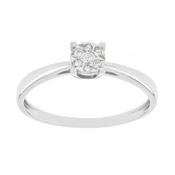 Bague Femme OR 375/1000 Blanc et Diamants