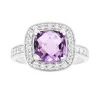 Bague femme OR 375/1000 blanc et améthyste