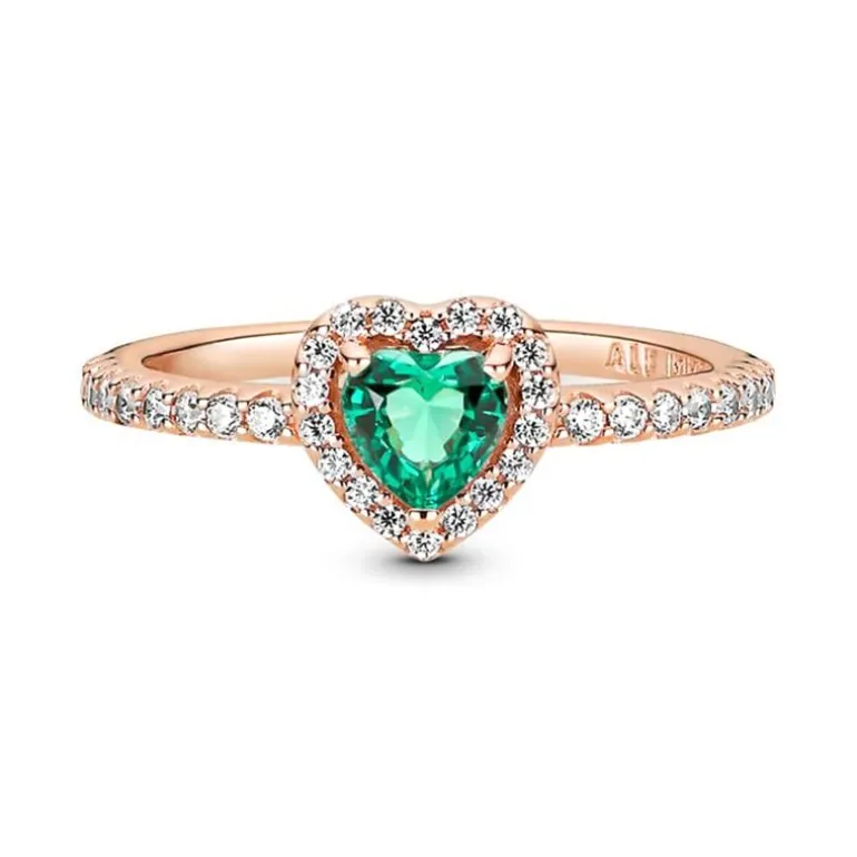 Bague Femme Pandora Timeless Cœur Surélevé vert Scintillant 188421C03