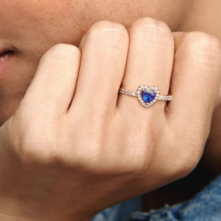 Bague Femme Pandora Timeless Cœur Surélevé Bleu Scintillant 188421C01