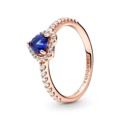 Bague Femme Pandora Timeless Cœur Surélevé Bleu Scintillant 188421C01