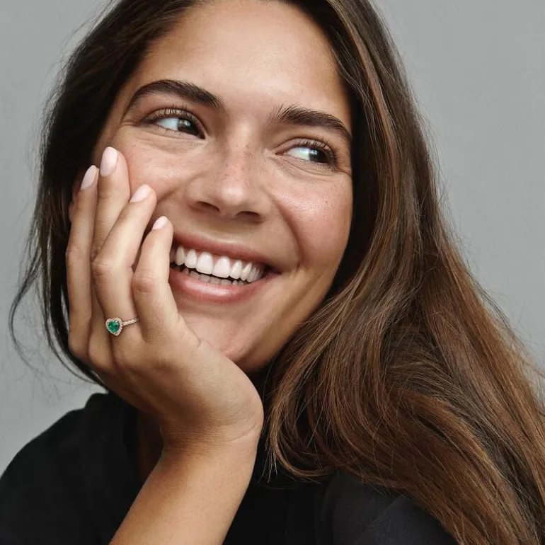 Bague Femme Pandora Timeless Cœur Surélevé vert Scintillant 188421C03