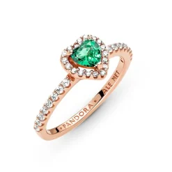 Bague Femme Pandora Timeless Cœur Surélevé vert Scintillant 188421C03