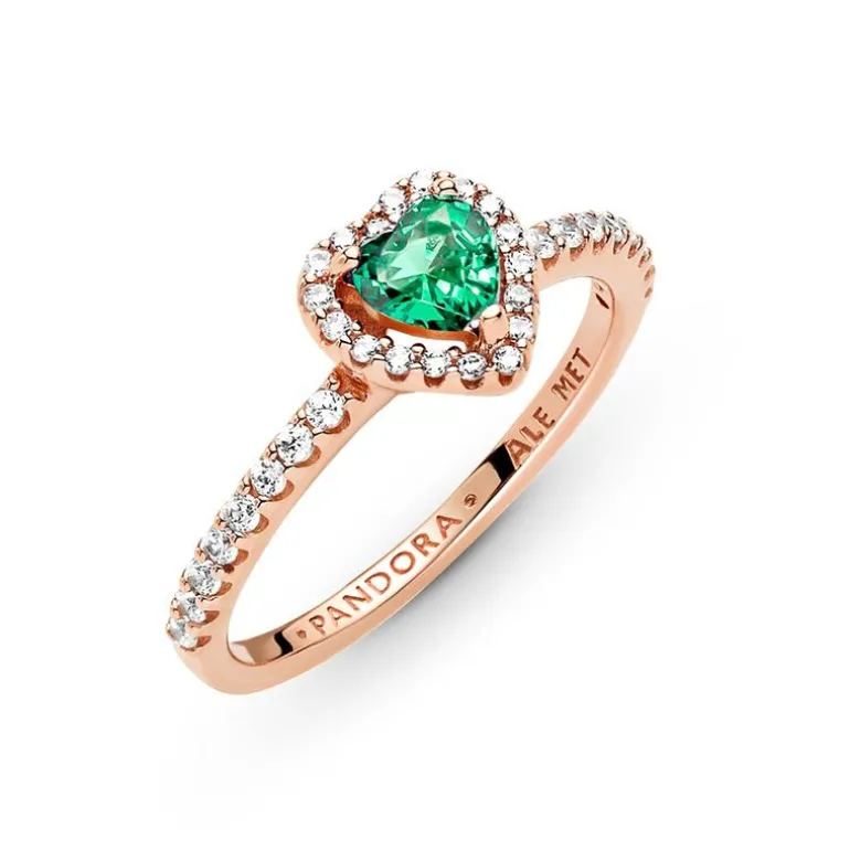 Bague Femme Pandora Timeless Cœur Surélevé vert Scintillant 188421C03