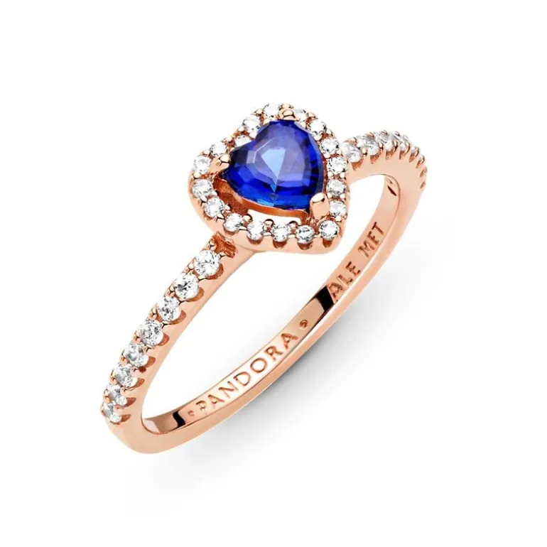 Bague Femme Pandora Timeless Cœur Surélevé Bleu Scintillant 188421C01