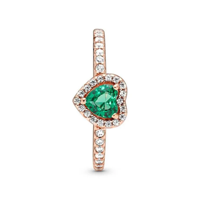 Bague Femme Pandora Timeless Cœur Surélevé vert Scintillant 188421C03
