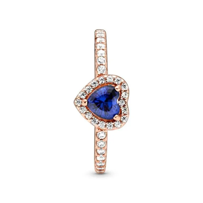 Bague Femme Pandora Timeless Cœur Surélevé Bleu Scintillant 188421C01