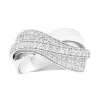 Bague Femme pavage entrelacé OR 375/1000 Blanc et Oxydes