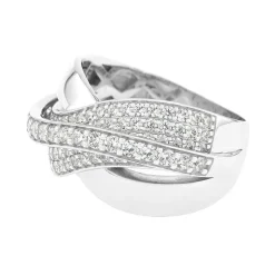 Bague Femme pavage entrelacé OR 375/1000 Blanc et Oxydes