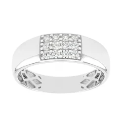Bague Femme pavage OR 375/1000 Blanc et Oxydes