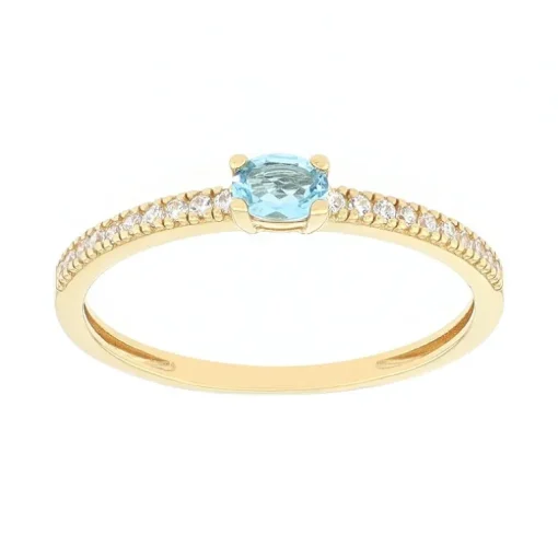 Bague Femme solitaire accompagné OR 375/1000 jaune et topaze