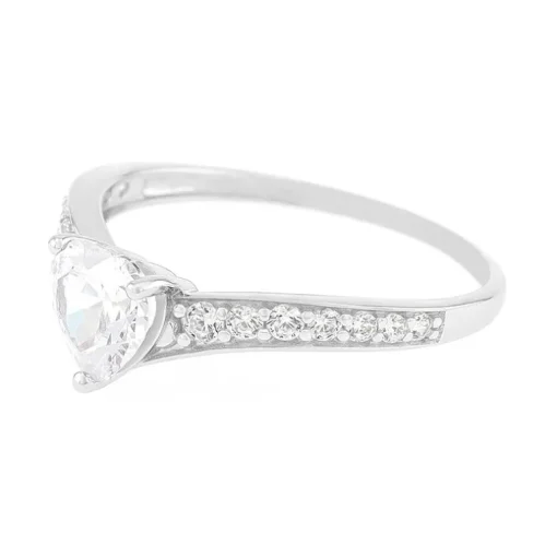 Bague Femme Solitaire Accompagné OR 375/1000 Blanc et Oxydes