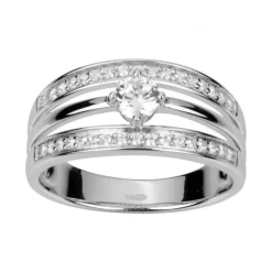 Bague Femme Solitaire ARGENT 925/1000 et Oxydes