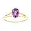 bague femme solitaire EDORA OR 375/1000 jaune et Améthyste