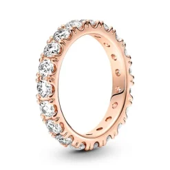 Bague Femme Taille 52 PANDORA ÉTERNITÉ RANG SCINTILLANT Doré Rose 14 Carats