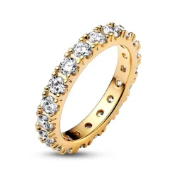 Bague Femme Taille 56 PANDORA ÉTERNITÉ RANG SCINTILLANT Doré 14 Carats