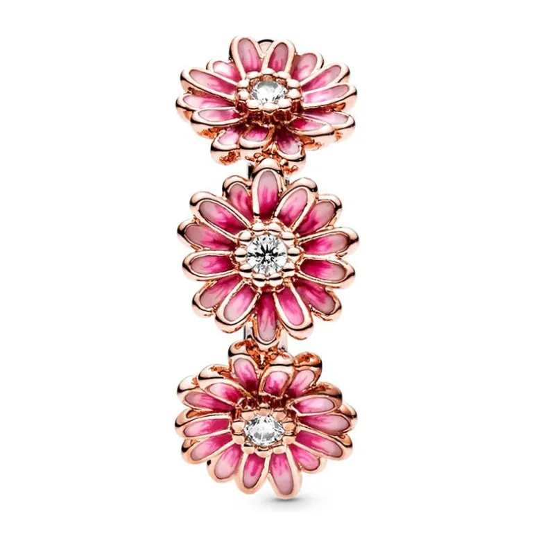 Bague Femme Taille 50 PANDORA TRIO DE MARGUERITES ROSE Doré Rose 14 Carats
