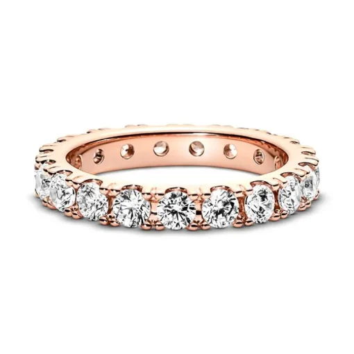 Bague Femme Taille 56 PANDORA ÉTERNITÉ RANG SCINTILLANT Doré Rose 14 Carats