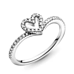 Bague Femme Taille 50 PANDORA CŒUR VŒU SCINTILLANT Argent 925/1002