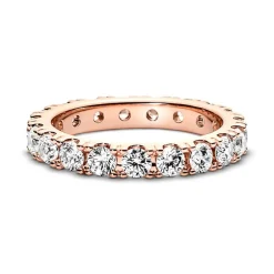 Bague Femme Taille 52 PANDORA ÉTERNITÉ RANG SCINTILLANT Doré Rose 14 Carats
