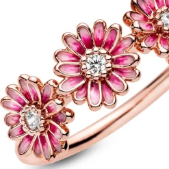 Bague Femme Taille 50 PANDORA TRIO DE MARGUERITES ROSE Doré Rose 14 Carats