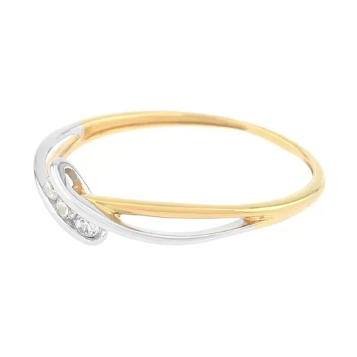 bague femme trilogie EDORA OR 375/1000 bicolore et oxydes