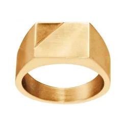 Bague Homme Chevalière PHEBUS Acier Doré 15-0350