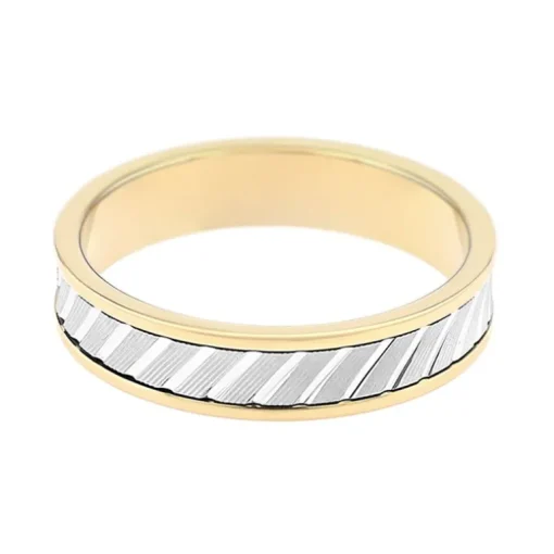 Bague Mixte Alliance diamantée OR 750/1000 bicolore