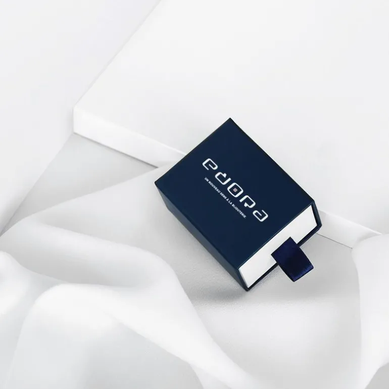 Bague Mixte Alliance EDORA OR 750/1000 Blanc Ruban Biseautée EDO3111730_750MILL