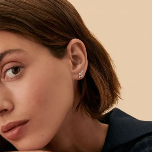 Boucle d'Oreille Femme Piercing Puce Snaky AGATHA Argent 925/1000 et Oxydes 02320980-136-TU