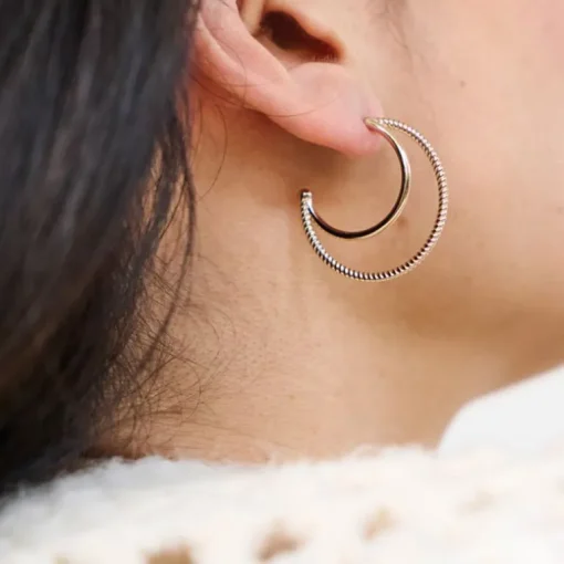 Boucles d'Oreilles Créoles Femme SAUNIER CORDELIÈRE Argent 925/1000