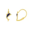 Boucles d'Oreilles Enfant Dormeuses Dauphins OR 375/1000 Jaune et Laque