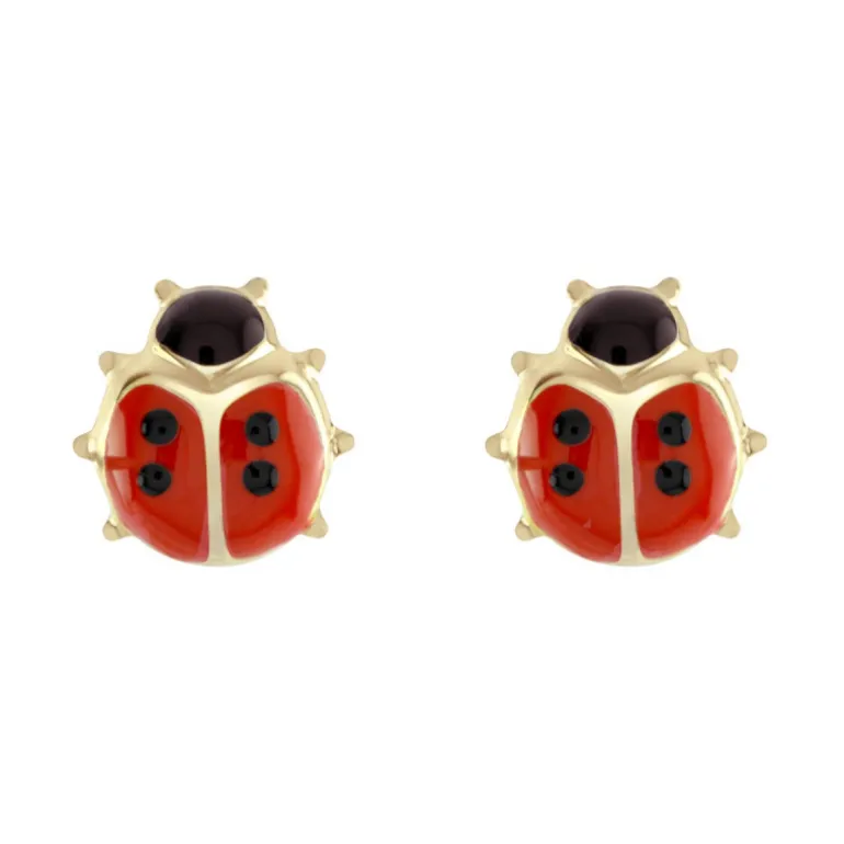 Boucles d'Oreilles Enfant Coccinelles OR 750/1000 Jaune