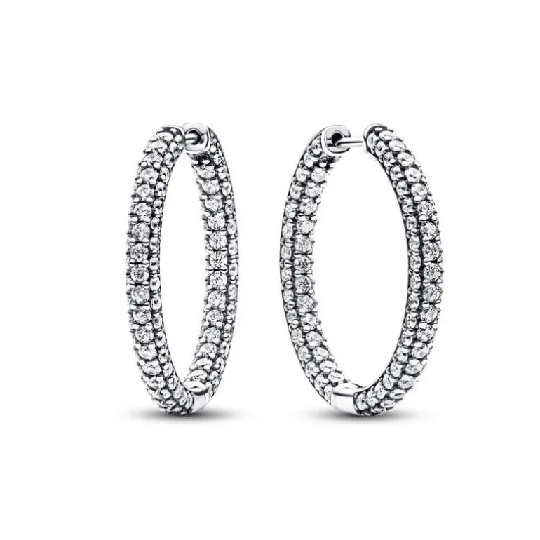 Boucles d'Oreilles Femme Créoles Pandora Timeless Simple Rang Pavées 293016C01