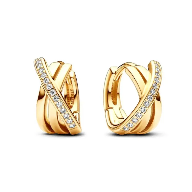 Boucles d'Oreilles Femme Créoles Pandora Signature Pavé Croisées 263150C01