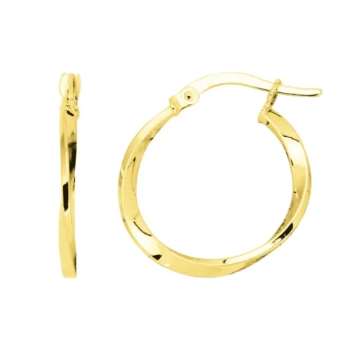 Boucles d'Oreilles Femme Créoles Torsadées OR 375/1000 Jaune