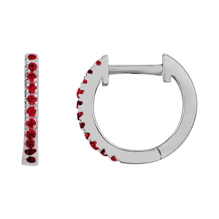 Boucles d'Oreilles Femme Créoles EDORA ARGENT 925/1000 et Spinelles Rouges EDO70400651